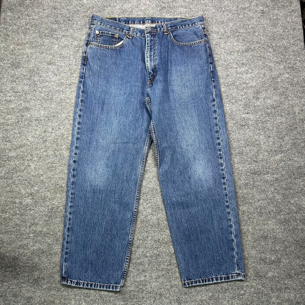 Levi's 550 Jeans Men's Blue Denim Pockets High Rise Relaxed Straight Fit - 38X30